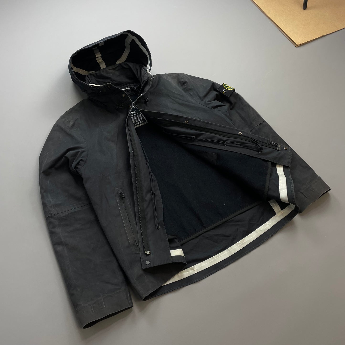 Stone Island Black AW07 Ventile 2-in-1 Dutch Rope Liner Technical Concealed Hood Jacket