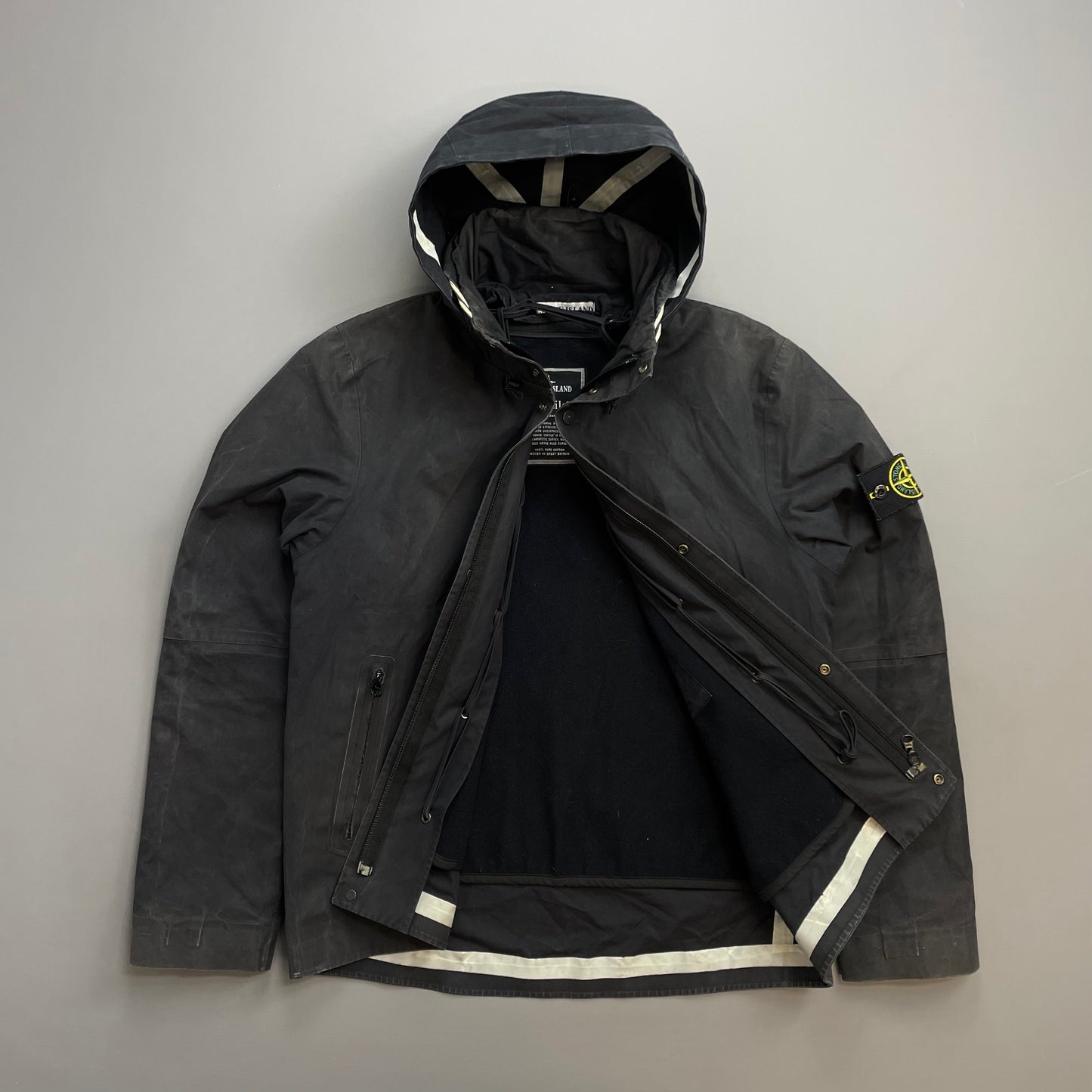 Stone Island Black AW07 Ventile 2-in-1 Dutch Rope Liner Technical Concealed Hood Jacket
