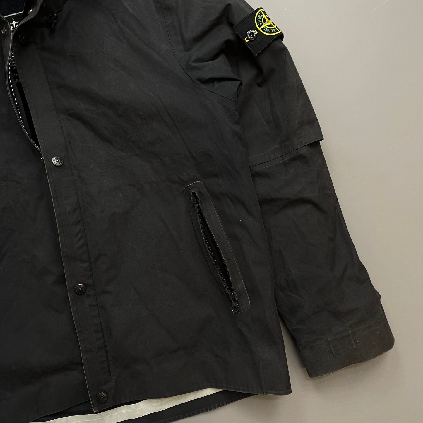 Stone Island Black AW07 Ventile 2-in-1 Dutch Rope Liner Technical Concealed Hood Jacket