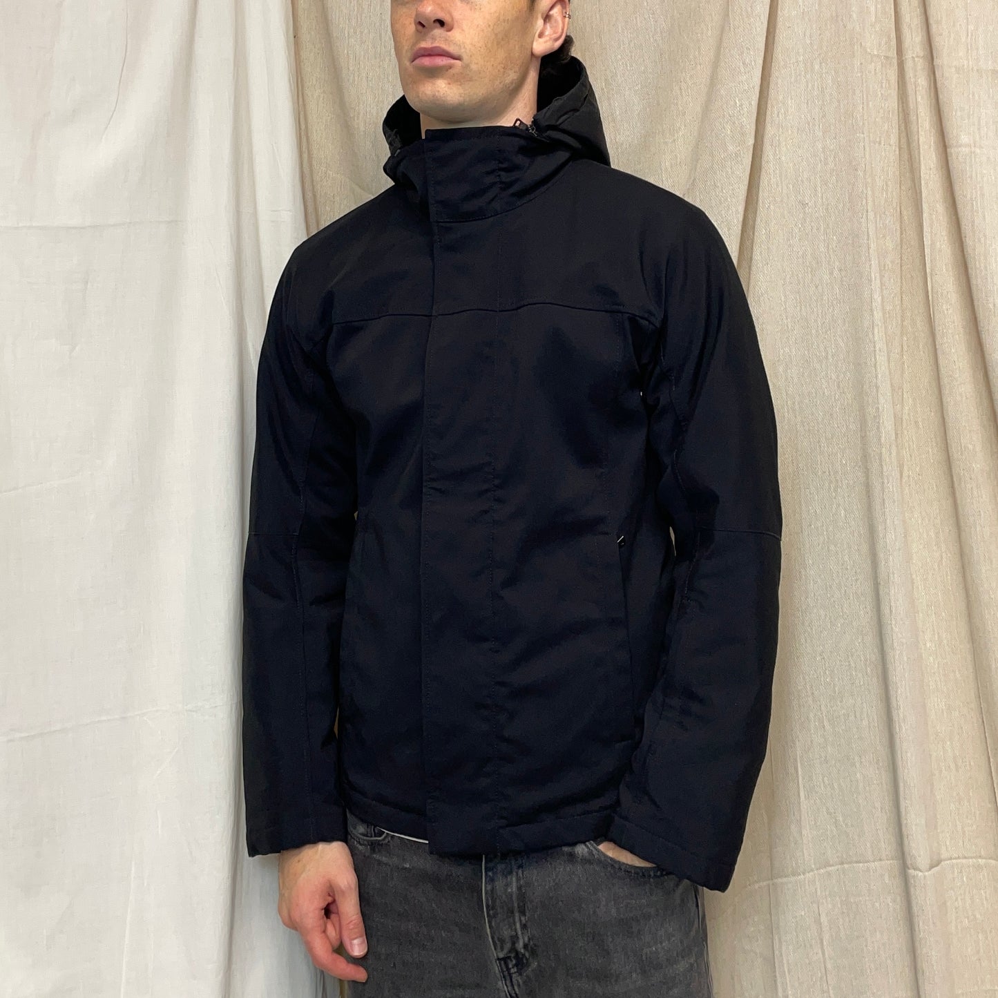 Prada Sport Black 2008 Technical Nylon Fleece-Lined Removable Hood Ski Jacket