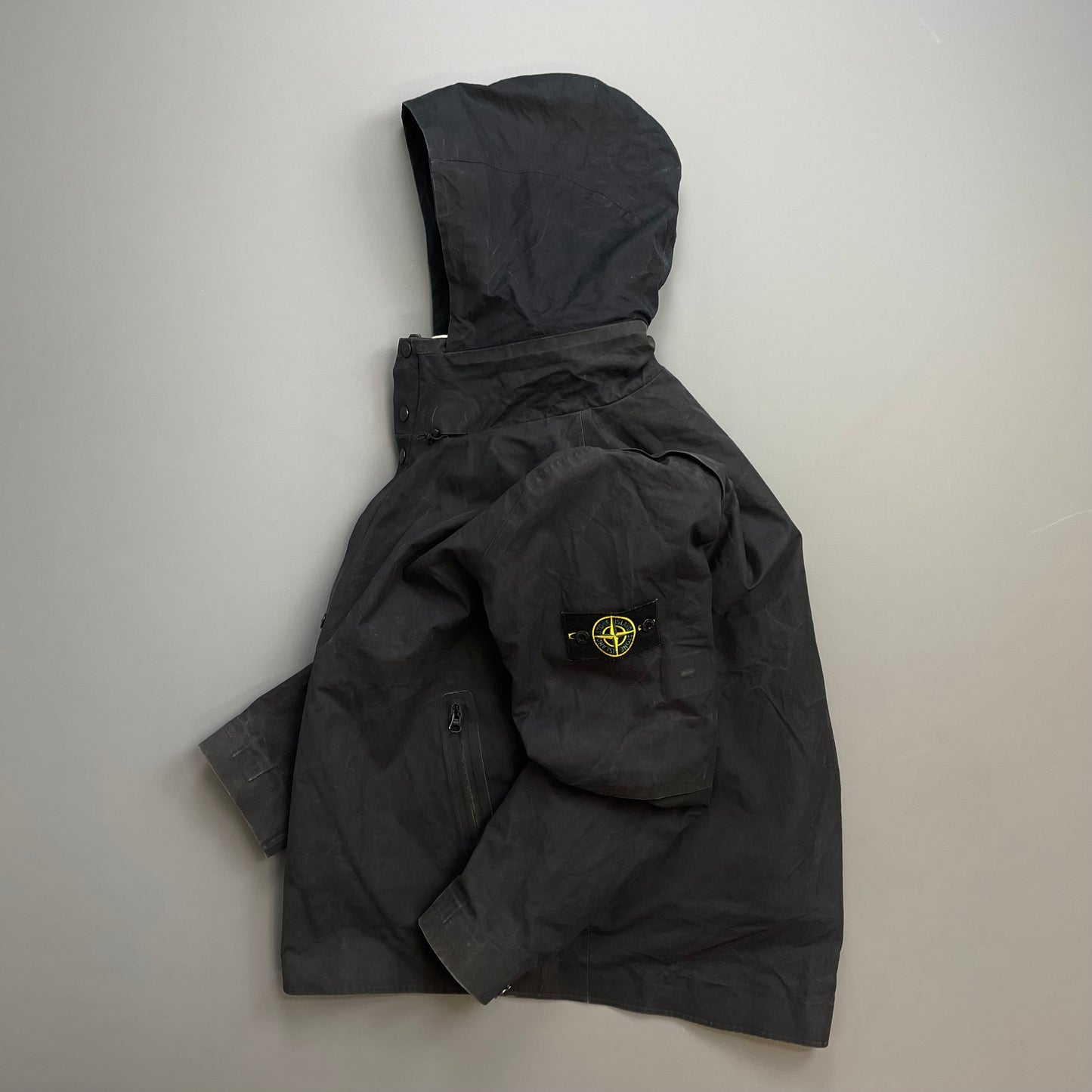 Stone Island Black AW07 Ventile 2-in-1 Dutch Rope Liner Technical Concealed Hood Jacket