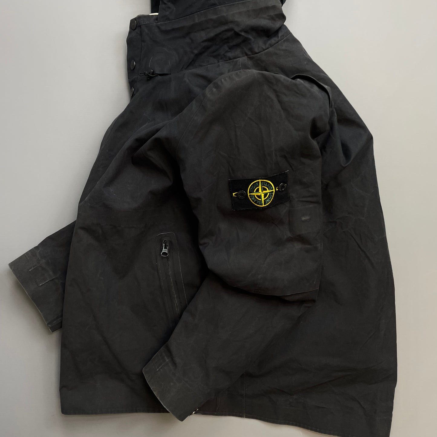 Stone Island Black AW07 Ventile 2-in-1 Dutch Rope Liner Technical Concealed Hood Jacket