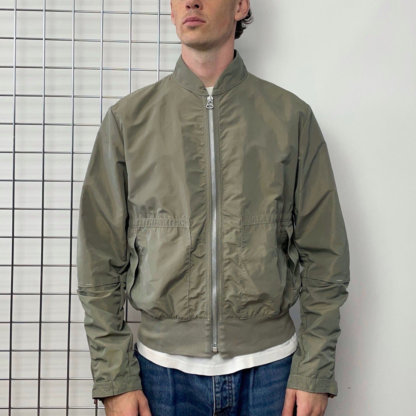 Hugo Boss Orange Grey 00s Nylon Vented Bomber Jacket