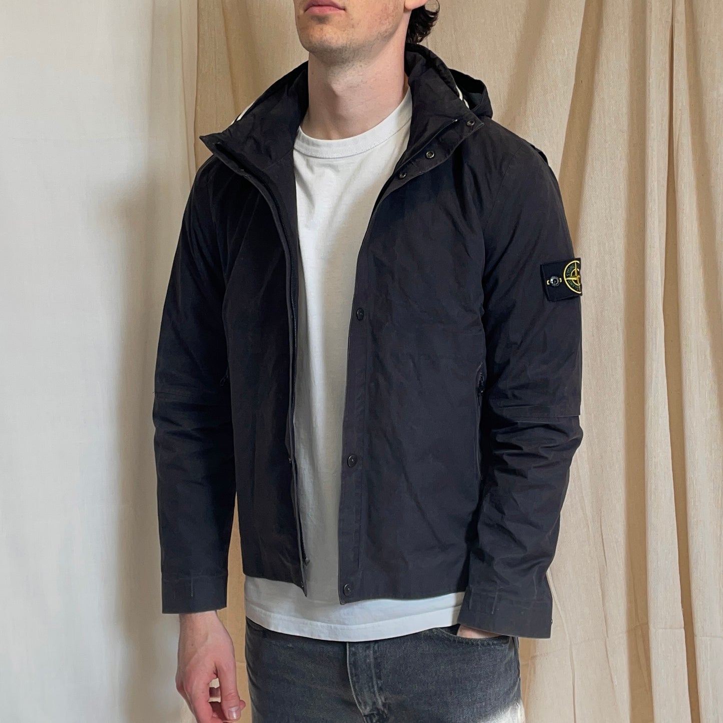 Stone Island Black AW07 Ventile 2-in-1 Dutch Rope Liner Technical Concealed Hood Jacket