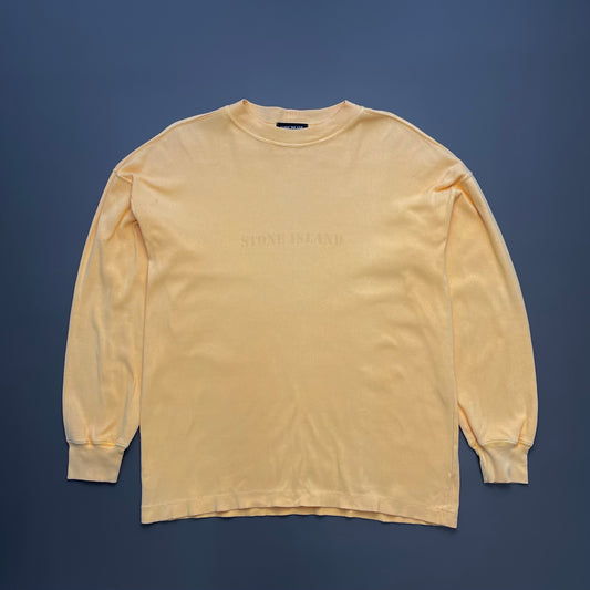 Stone Island Yellow 80s Marina Spellout Ribbed Jumper