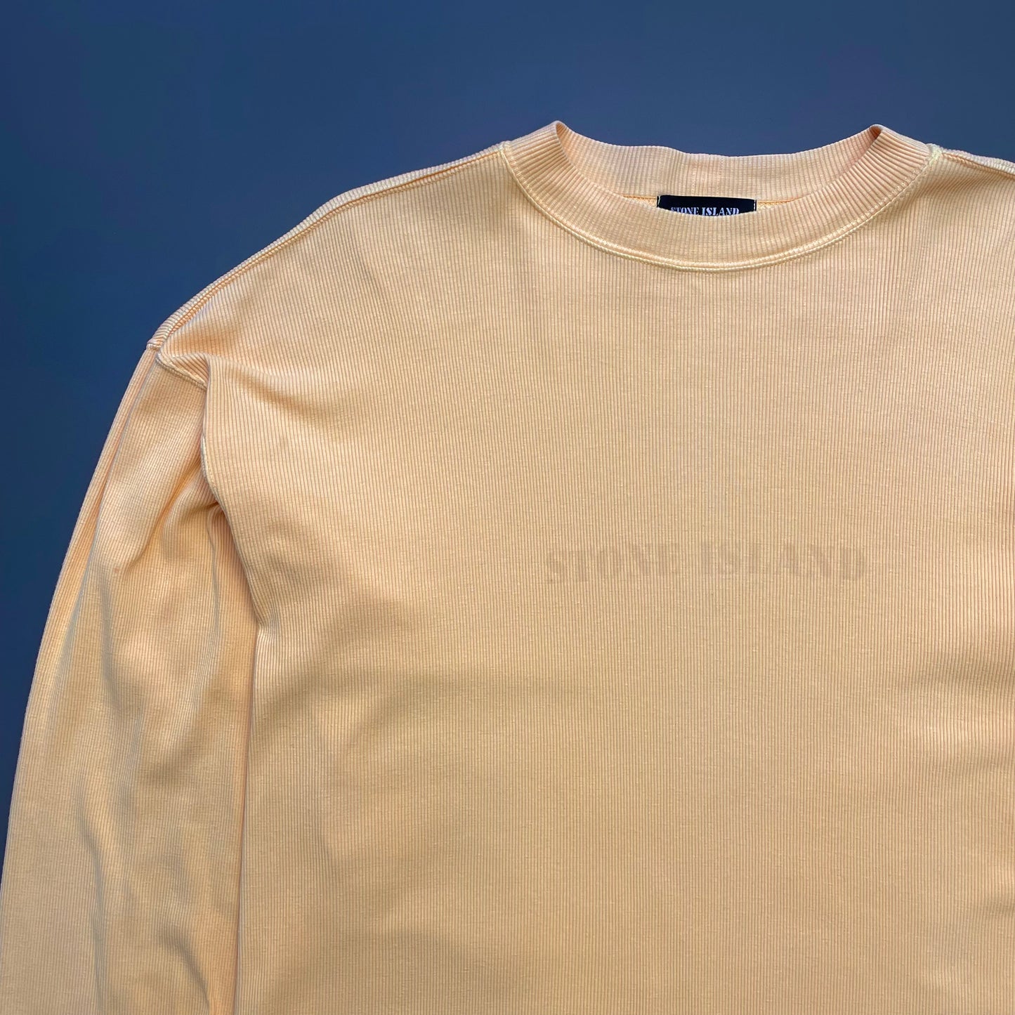 Stone Island Yellow 80s Marina Spellout Ribbed Jumper