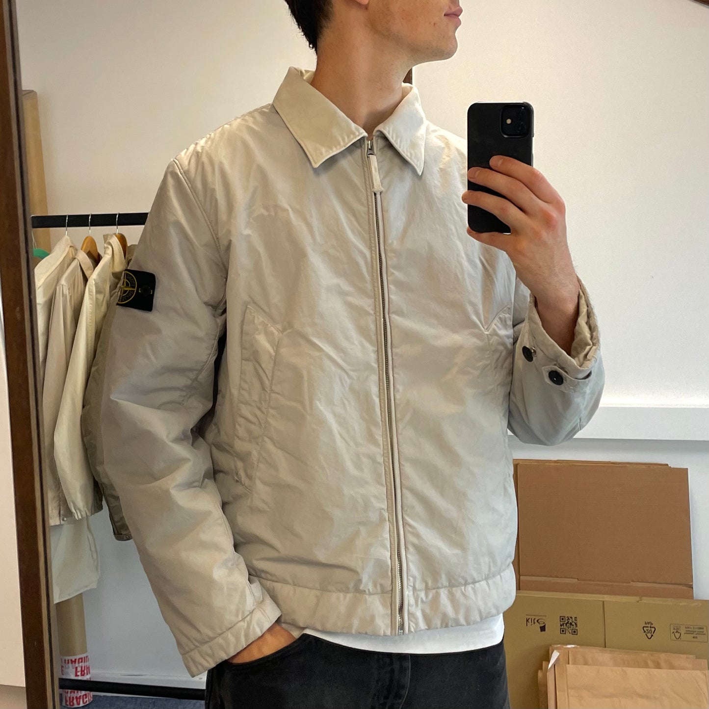 Stone Island White Nylon Padded Jacket AW01