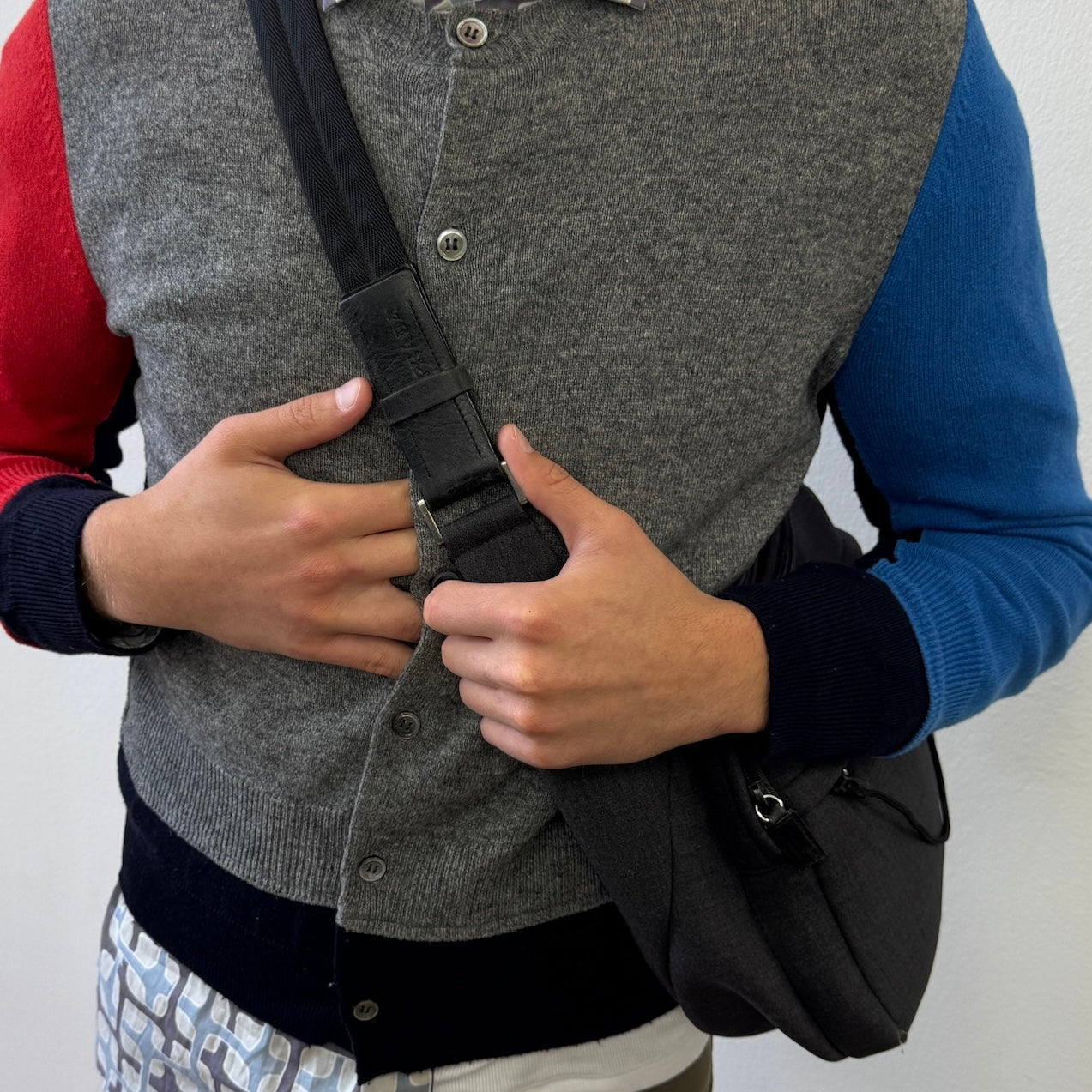 Prada Grey 90s Canvas Satchel Bag