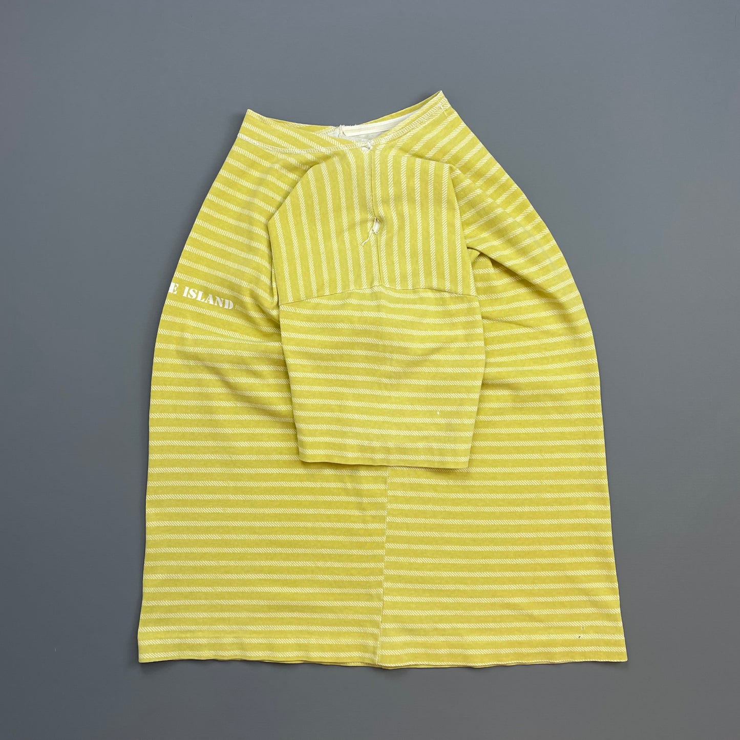 Stone Island Yellow 80s Striped Boat Neck Cotton Spellout Tee