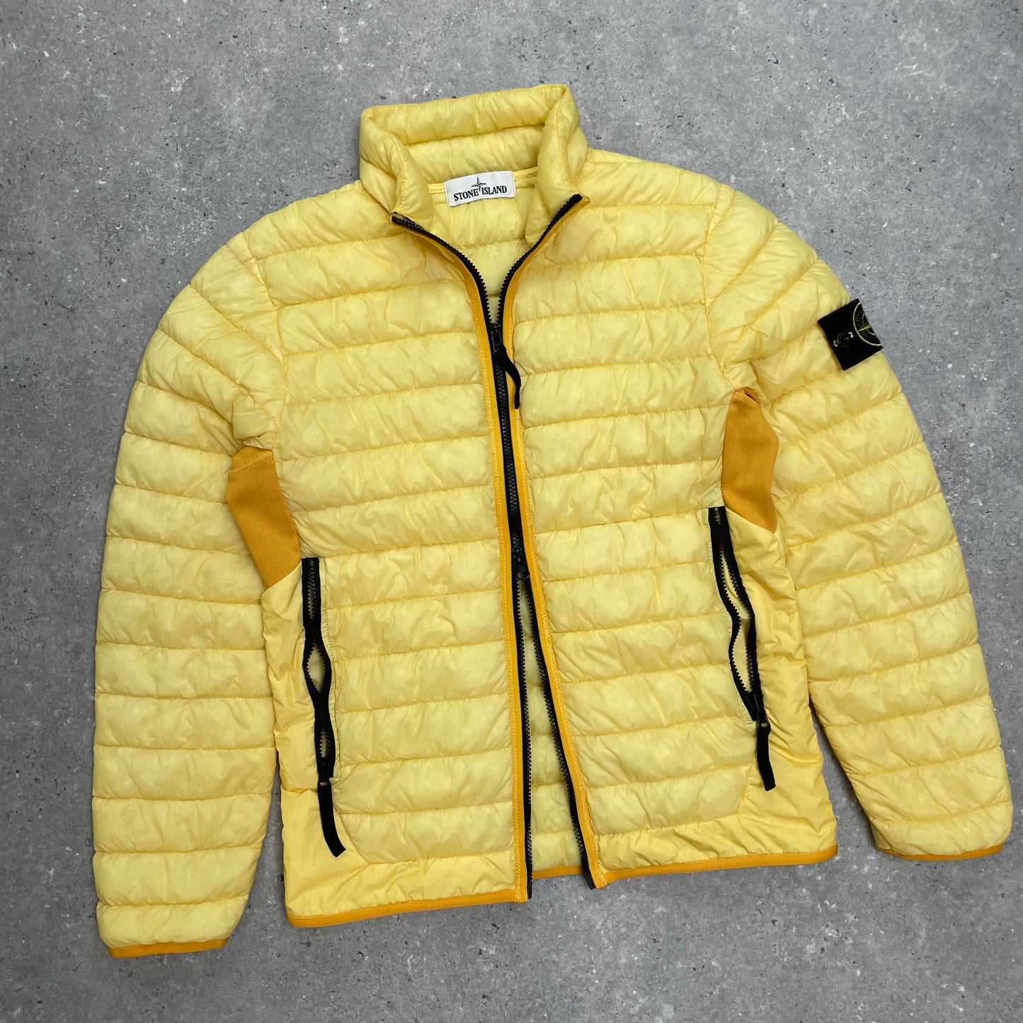 Stone Island Yellow Garment Dyed Micro Yarn Lightweight Down Jacket