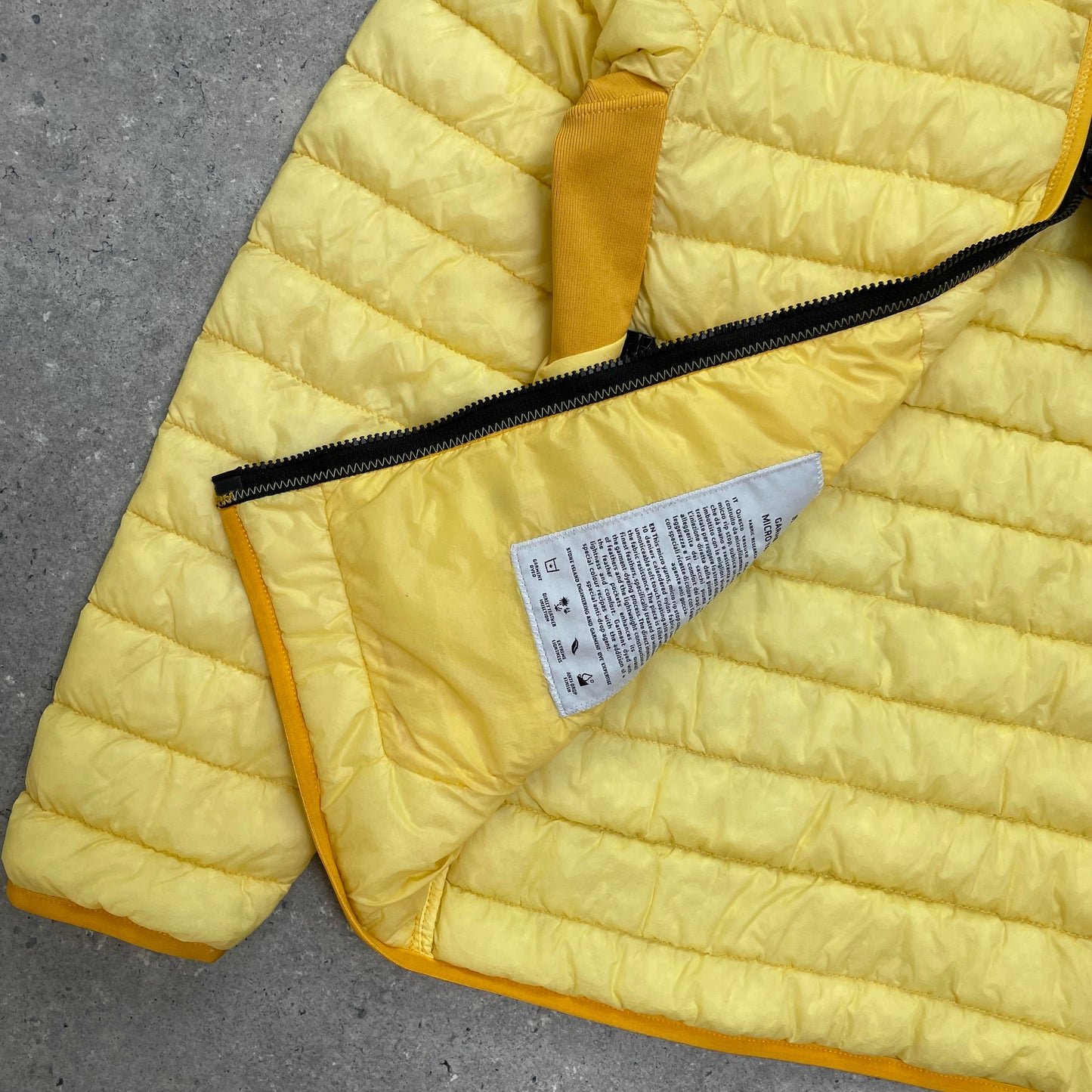 Stone Island Yellow Garment Dyed Micro Yarn Lightweight Down Jacket