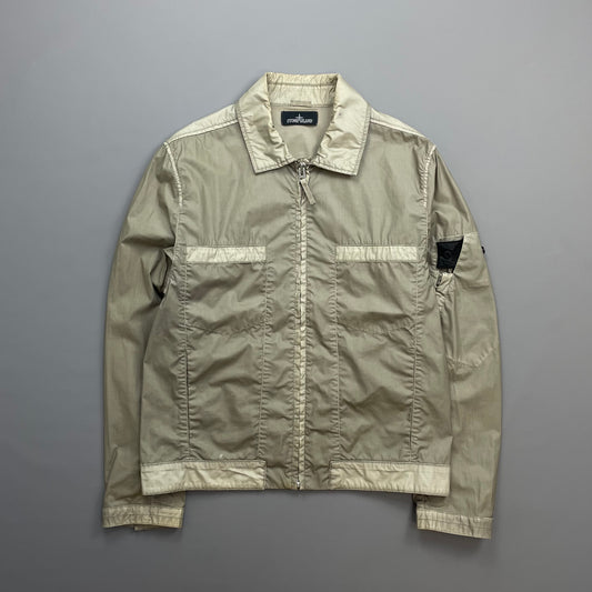 Stone Island Beige/Grey SS14 Shadow Project Mussola Gommata Panelled Two-Tone Harrington Jacket