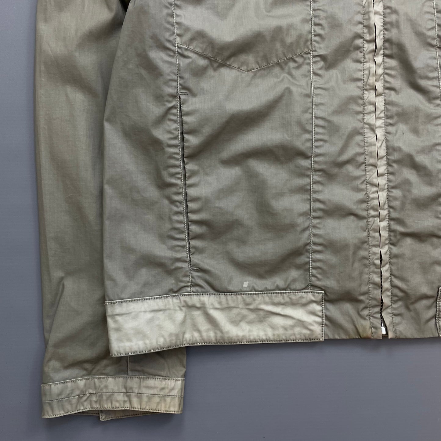 Stone Island Beige/Grey SS14 Shadow Project Mussola Gommata Panelled Two-Tone Harrington Jacket