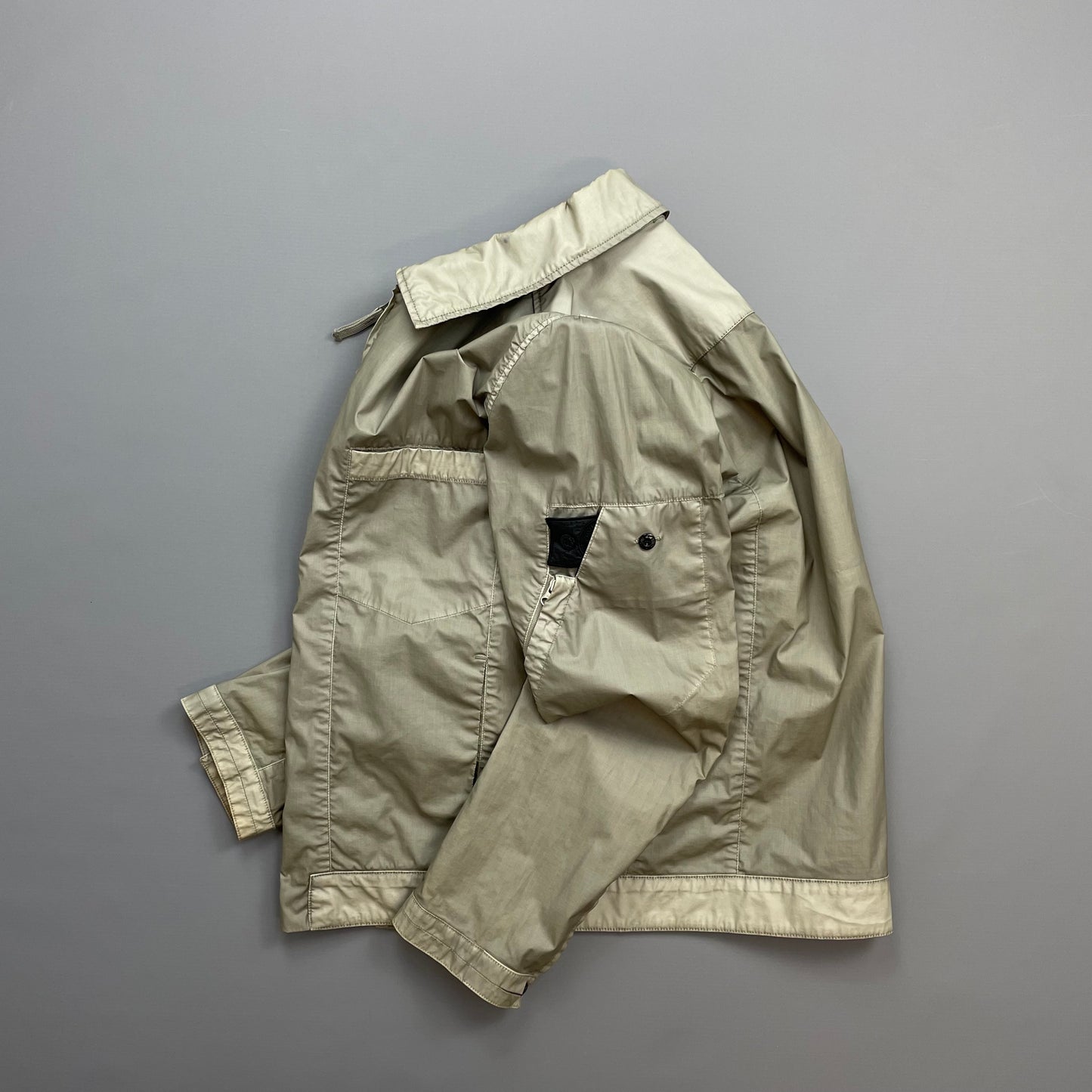 Stone Island Beige/Grey SS14 Shadow Project Mussola Gommata Panelled Two-Tone Harrington Jacket