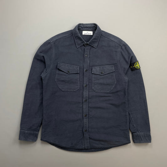 Stone Island Navy AW16 Thick Brushed Cotton Button-Up Overshirt Jacket