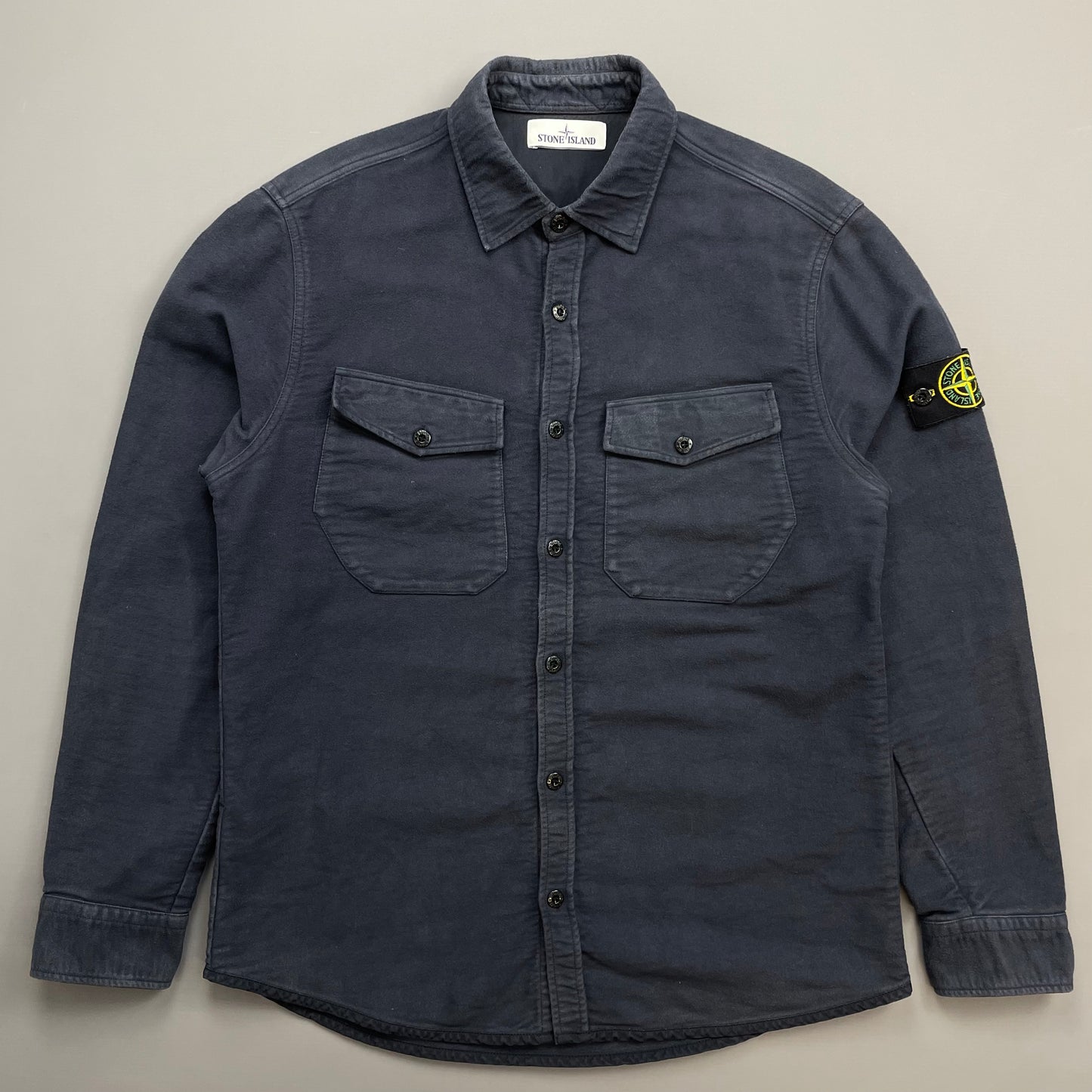 Stone Island Navy AW16 Thick Brushed Cotton Button-Up Overshirt Jacket