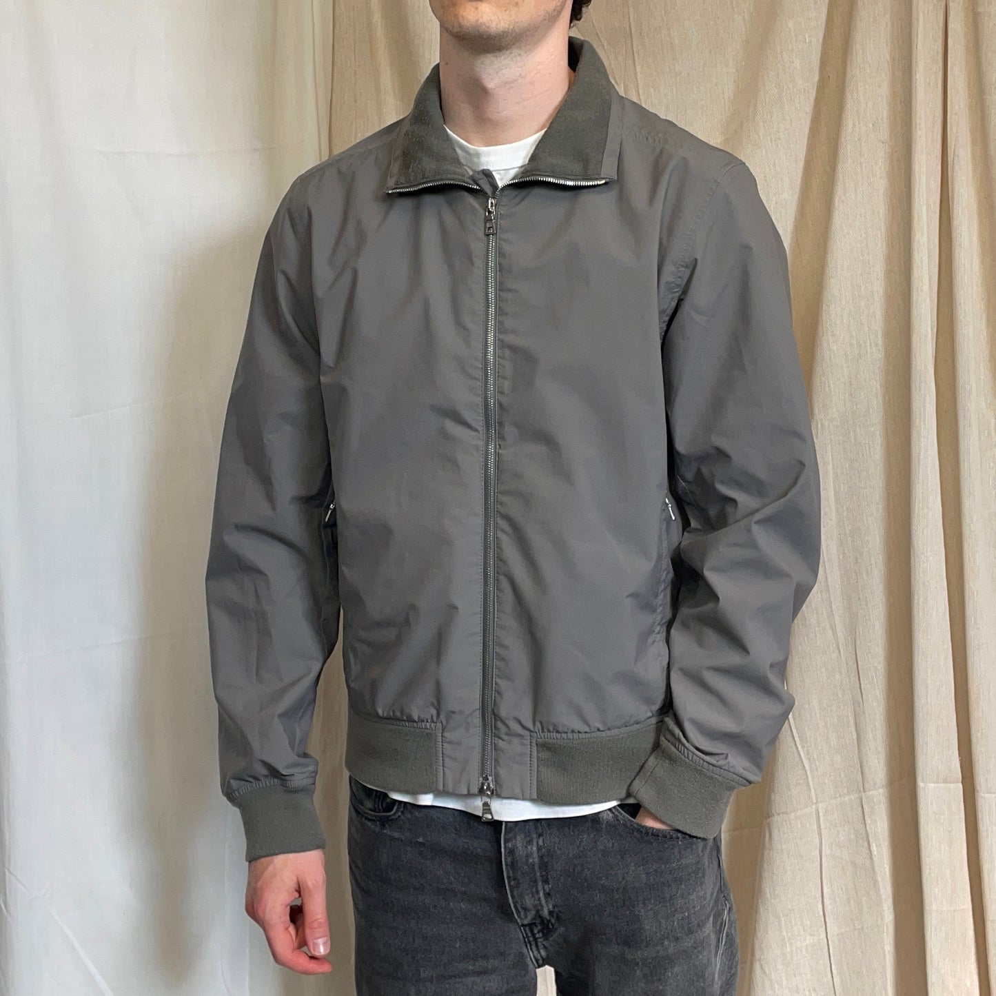 Prada Sport Grey Goretex Windbreaker Harrington Jacket