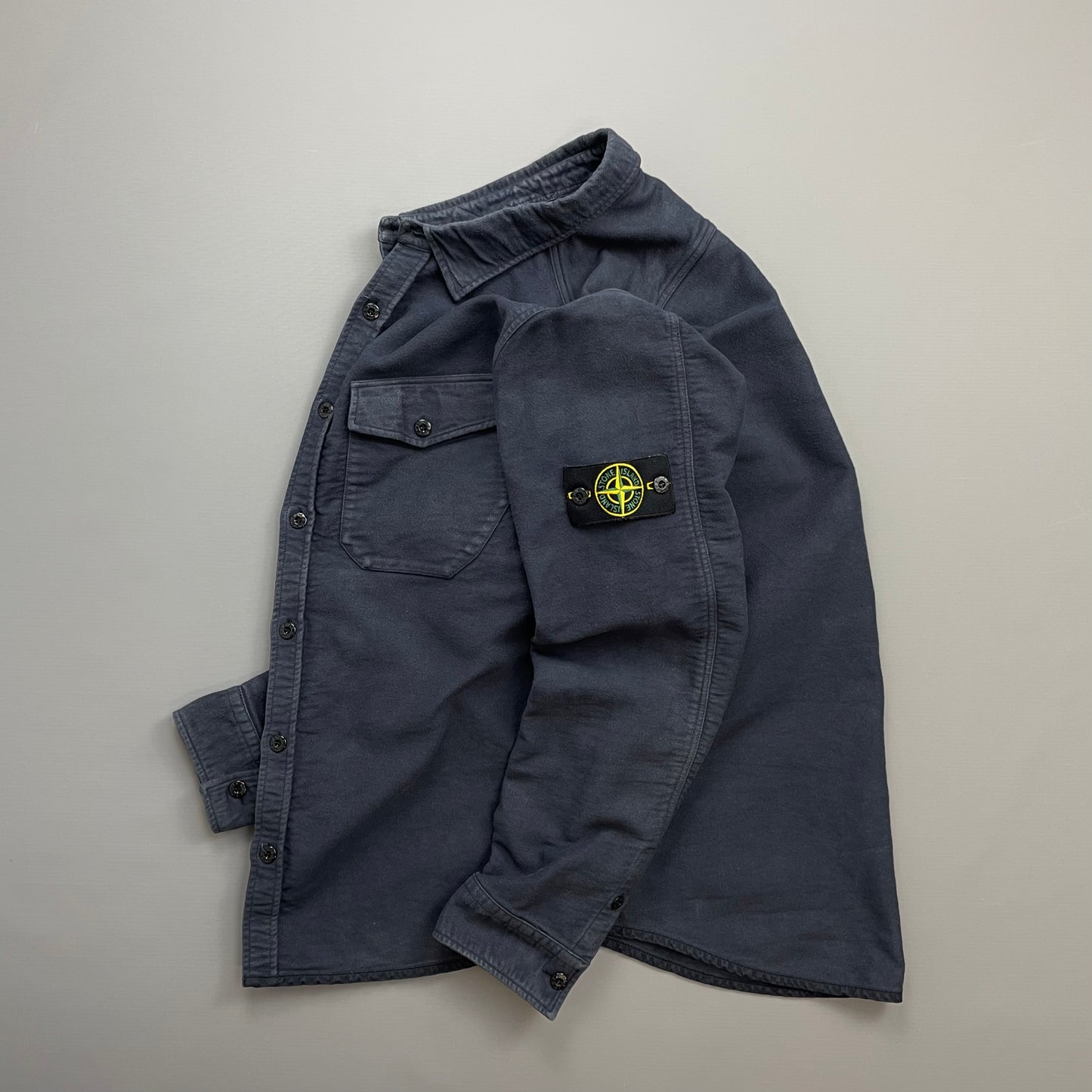 Stone Island Navy AW16 Thick Brushed Cotton Button-Up Overshirt Jacket