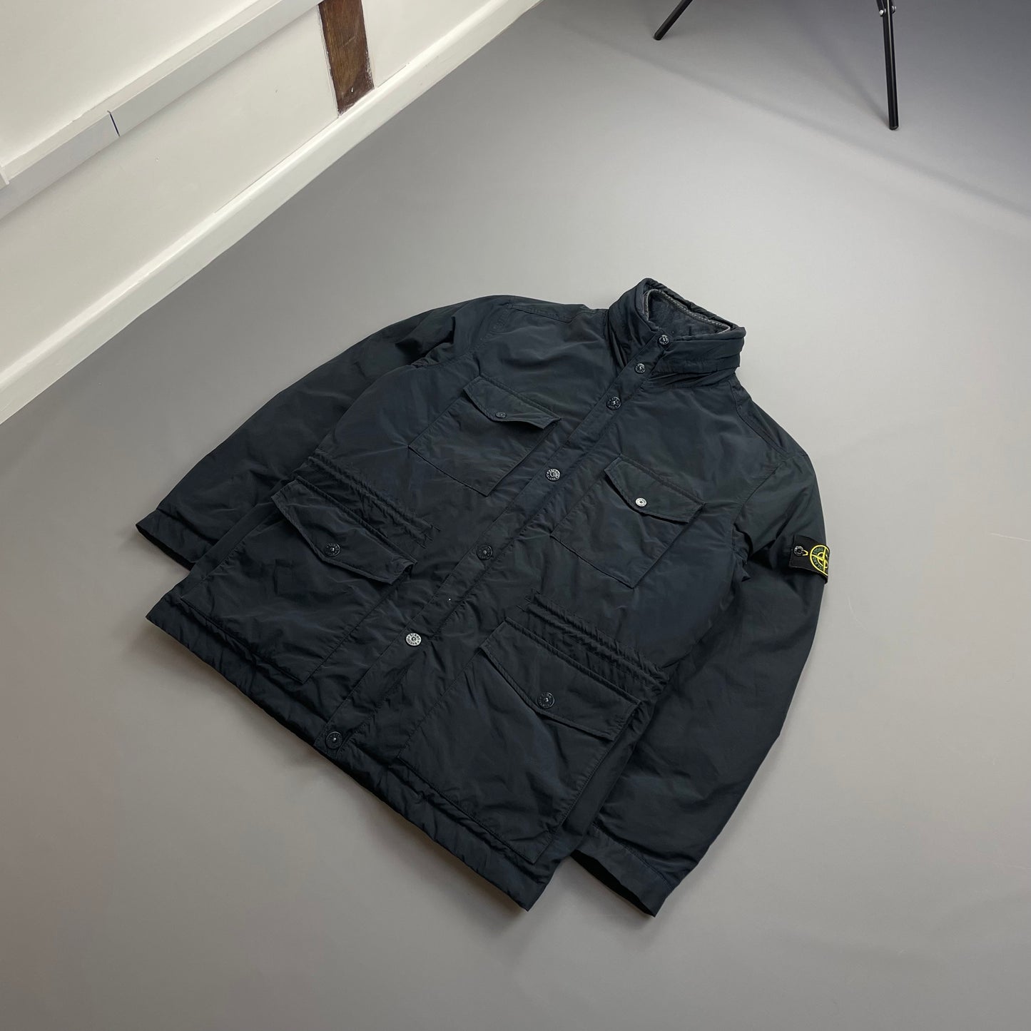 Stone Island Navy AW14 Micro Reps Concealed Hood Lined Down Field Jacket