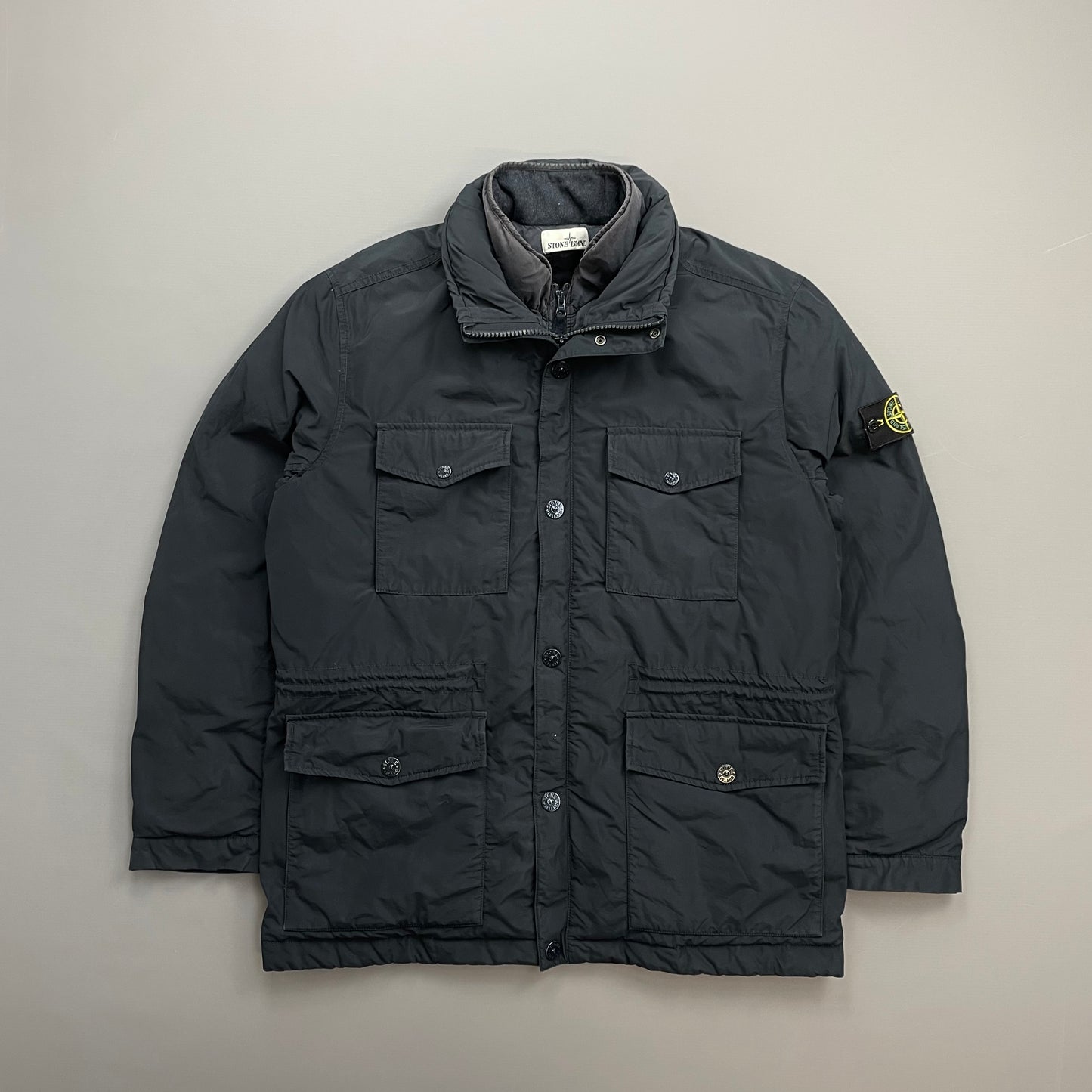 Stone Island Navy AW14 Micro Reps Concealed Hood Lined Down Field Jacket