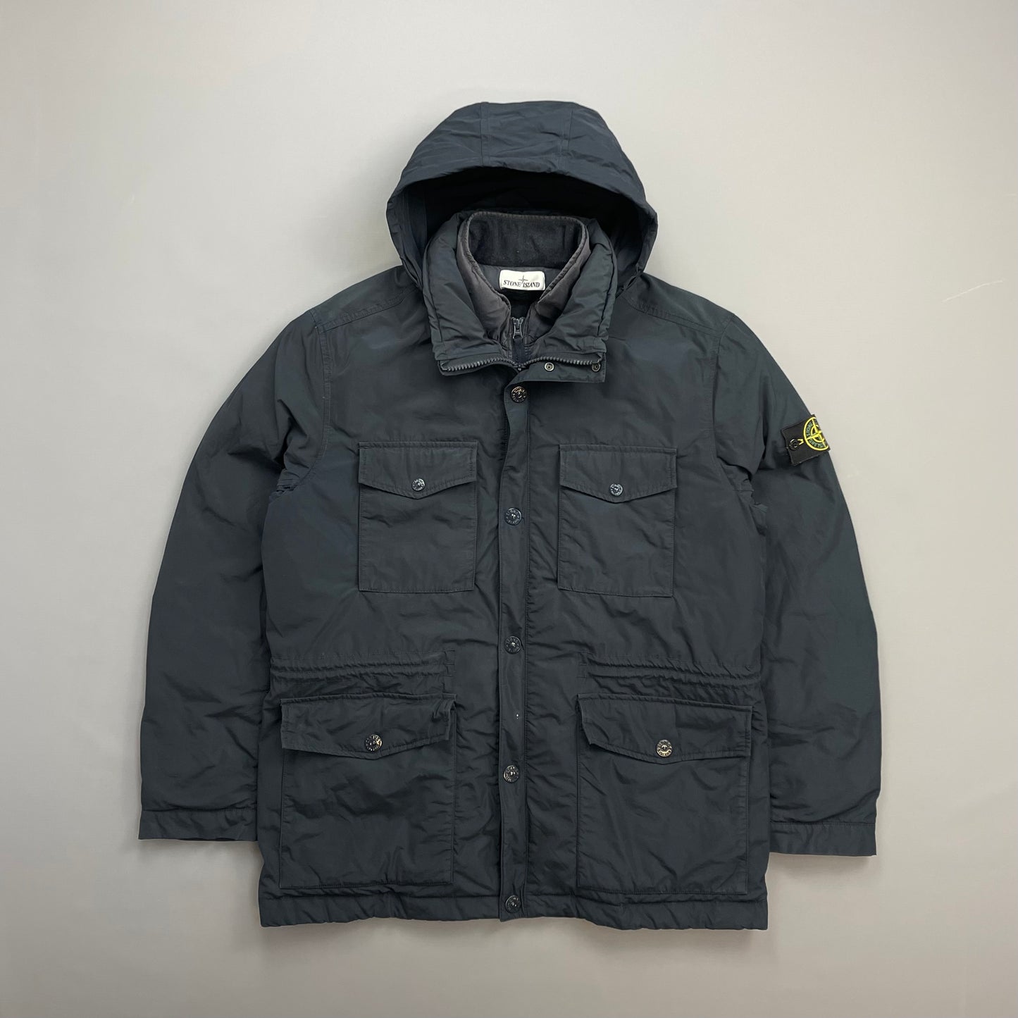 Stone Island Navy AW14 Micro Reps Concealed Hood Lined Down Field Jacket