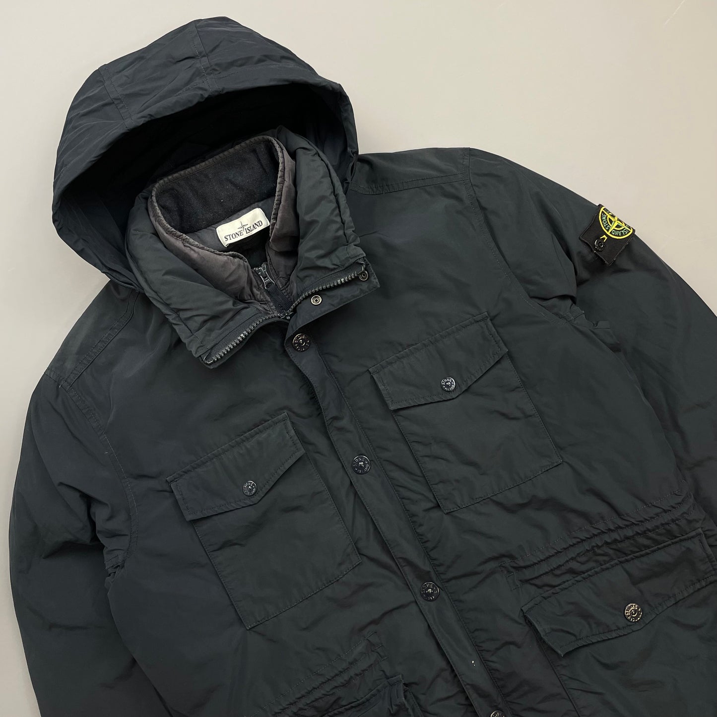 Stone Island Navy AW14 Micro Reps Concealed Hood Lined Down Field Jacket