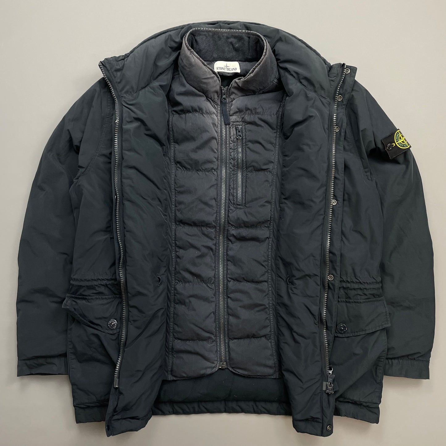 Stone Island Navy AW14 Micro Reps Concealed Hood Lined Down Field Jacket