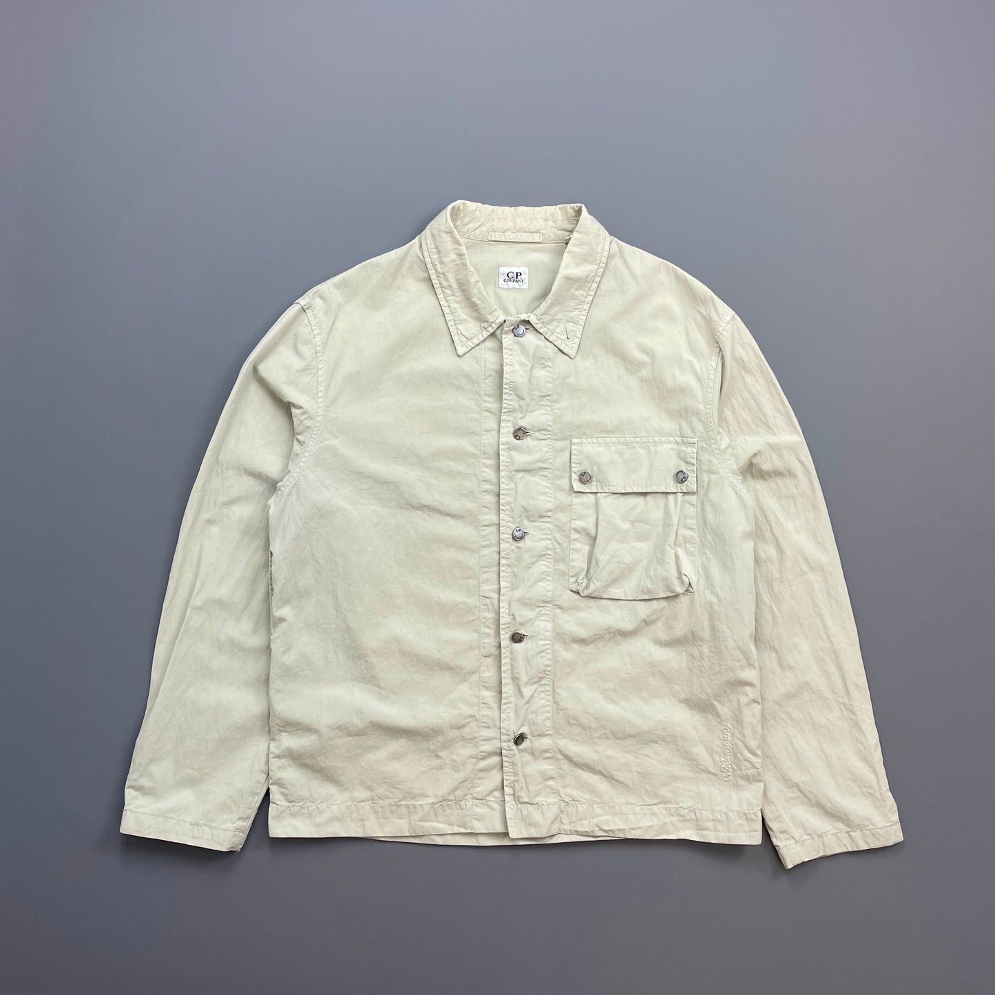 C.P. Company Cream SS05 Lightweight Zip & Button Overshirt Jacket