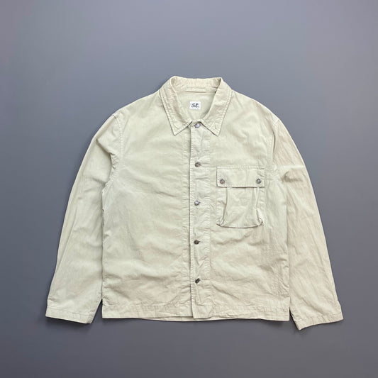 C.P. Company Cream SS05 Lightweight Zip & Button Overshirt Jacket