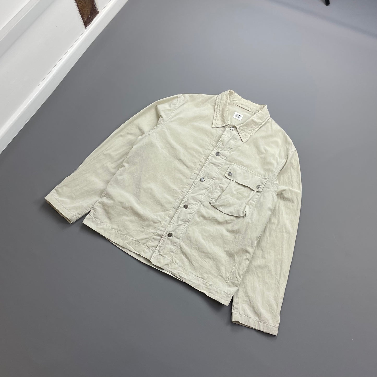 C.P. Company Cream SS05 Lightweight Zip & Button Overshirt Jacket