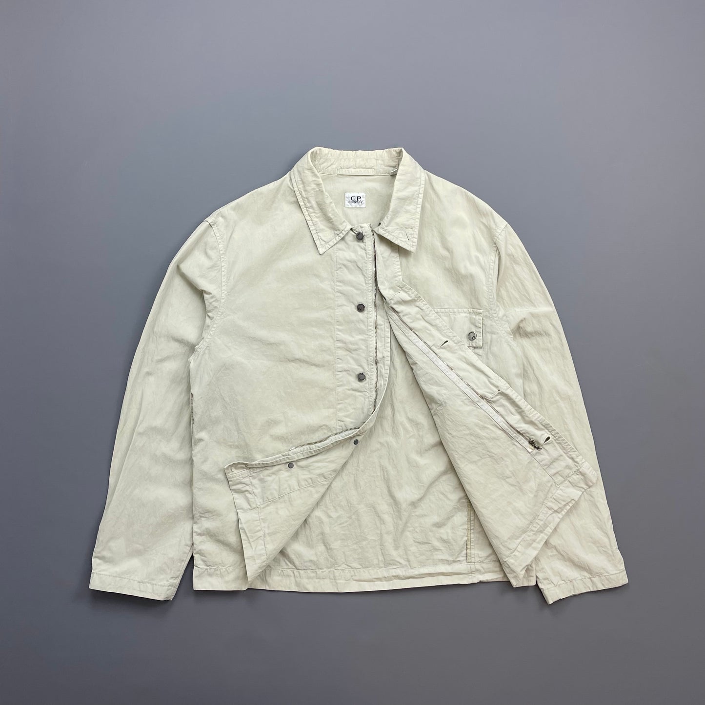 C.P. Company Cream SS05 Lightweight Zip & Button Overshirt Jacket