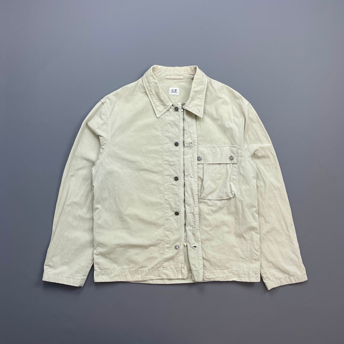 C.P. Company Cream SS05 Lightweight Zip & Button Overshirt Jacket