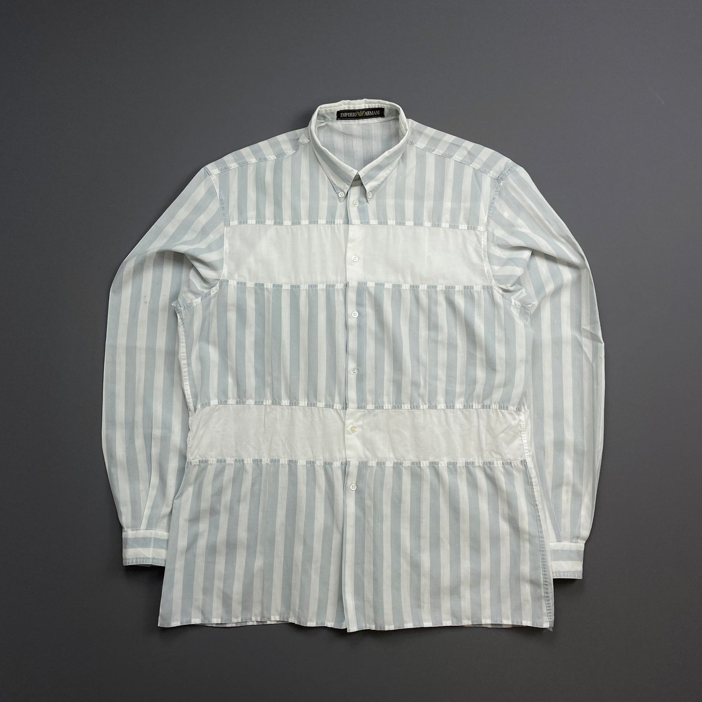 Emporio Armani Blue & White 1980s Stripe Panelled Shirt