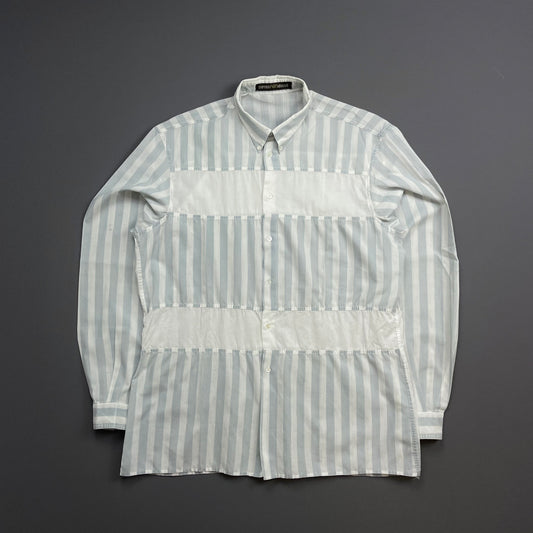 Emporio Armani Blue & White 1980s Stripe Panelled Shirt