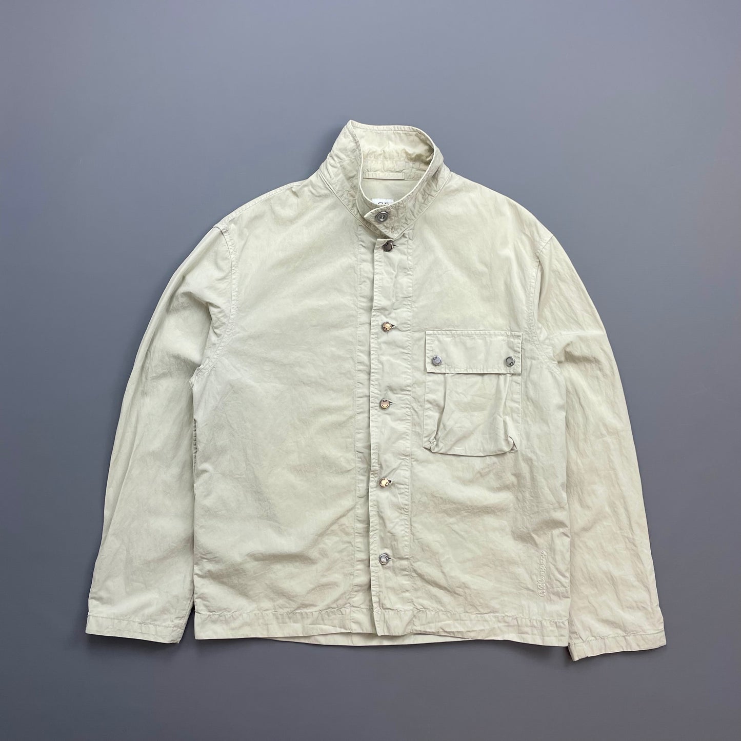 C.P. Company Cream SS05 Lightweight Zip & Button Overshirt Jacket