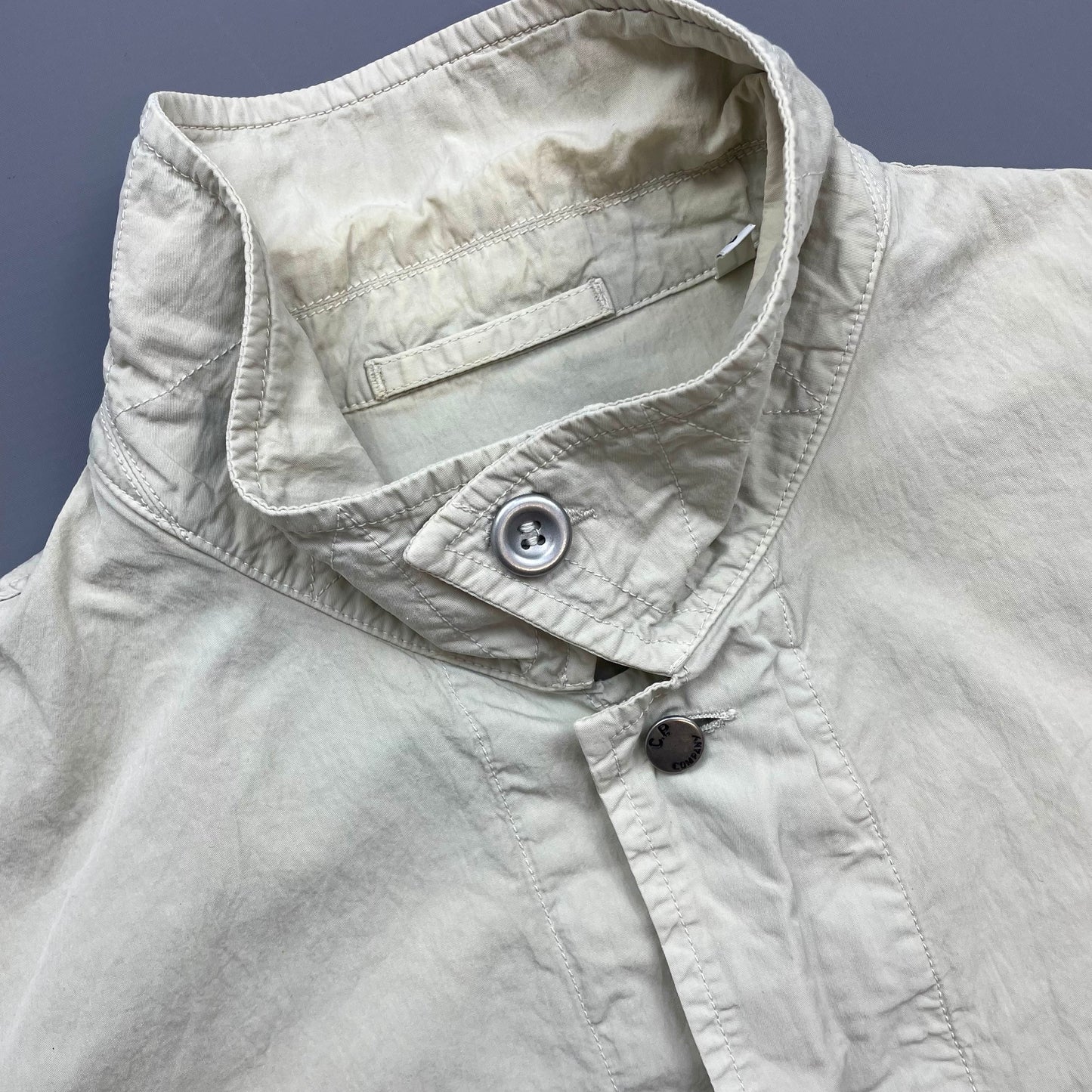 C.P. Company Cream SS05 Lightweight Zip & Button Overshirt Jacket