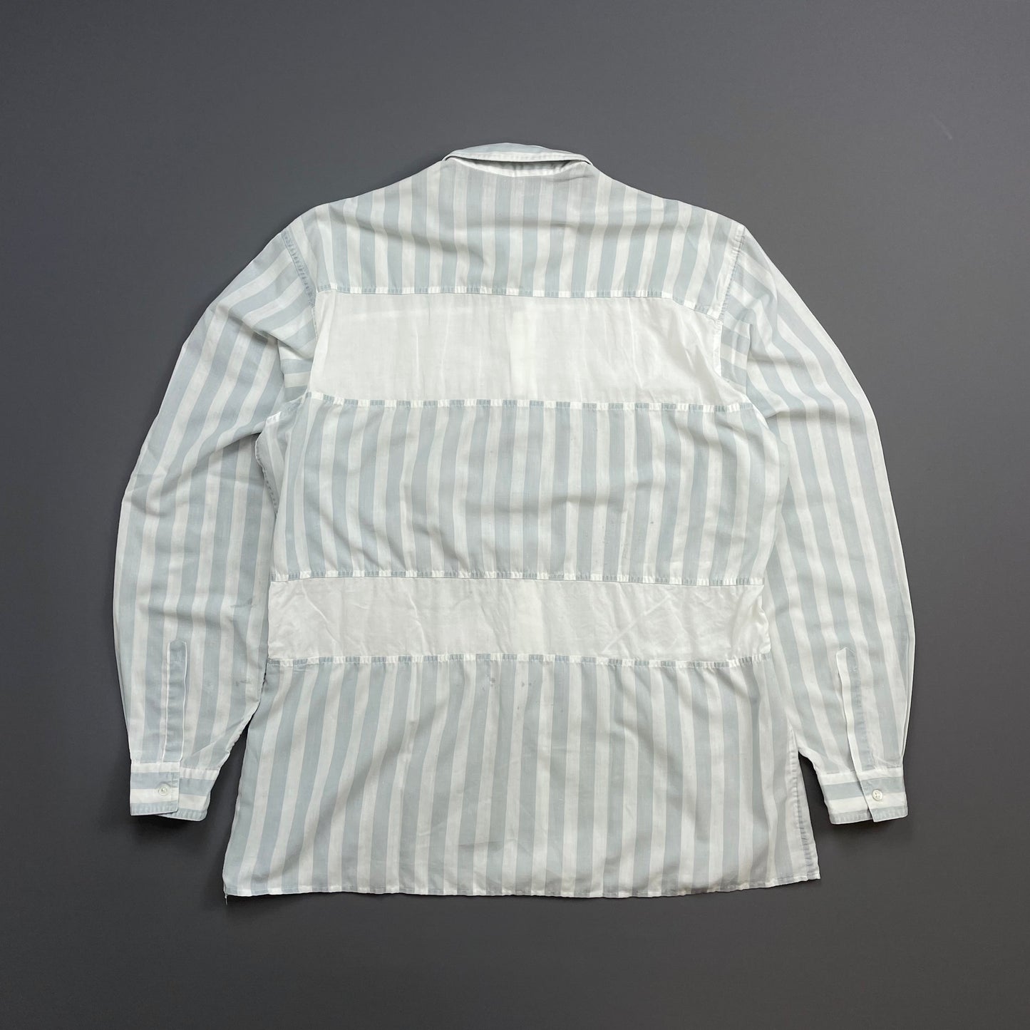 Emporio Armani Blue & White 1980s Stripe Panelled Shirt