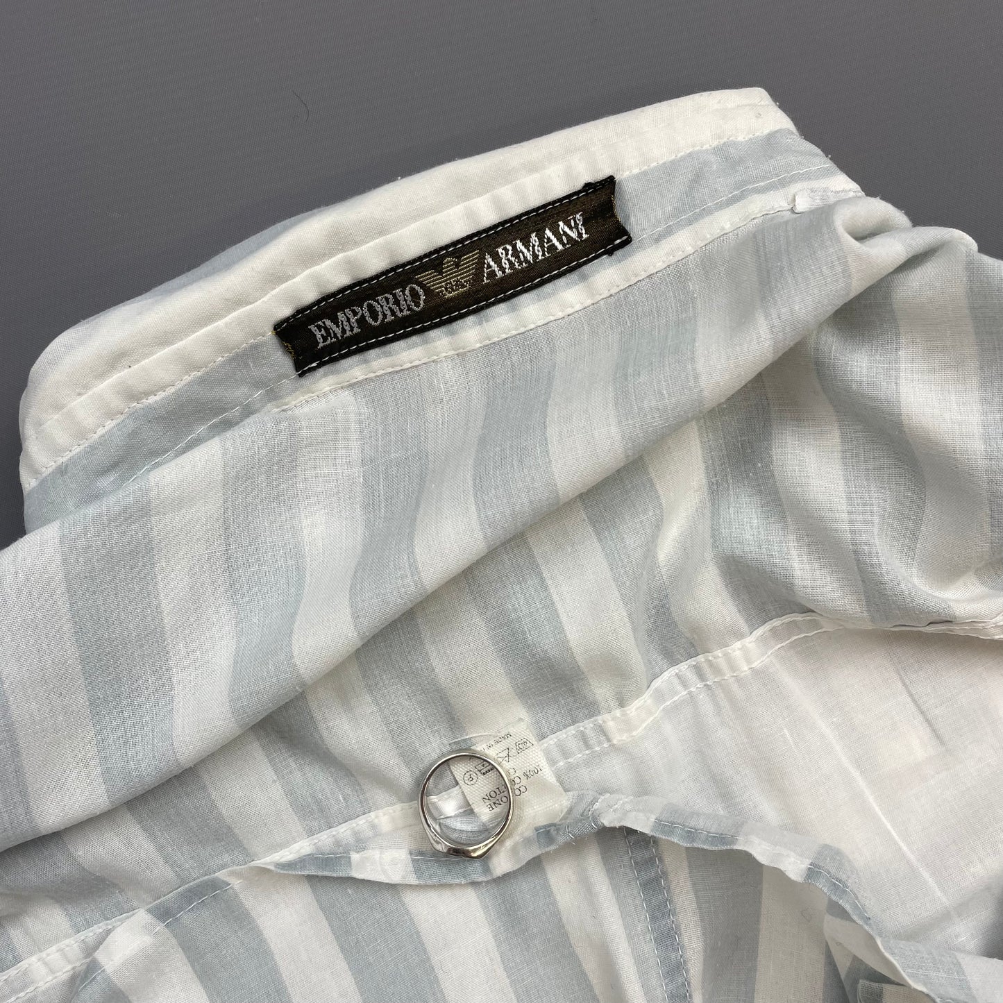 Emporio Armani Blue & White 1980s Stripe Panelled Shirt