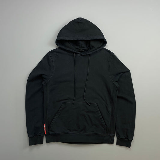 Prada Sport Black 2016 Cotton Pullover Drawstring Hoodie