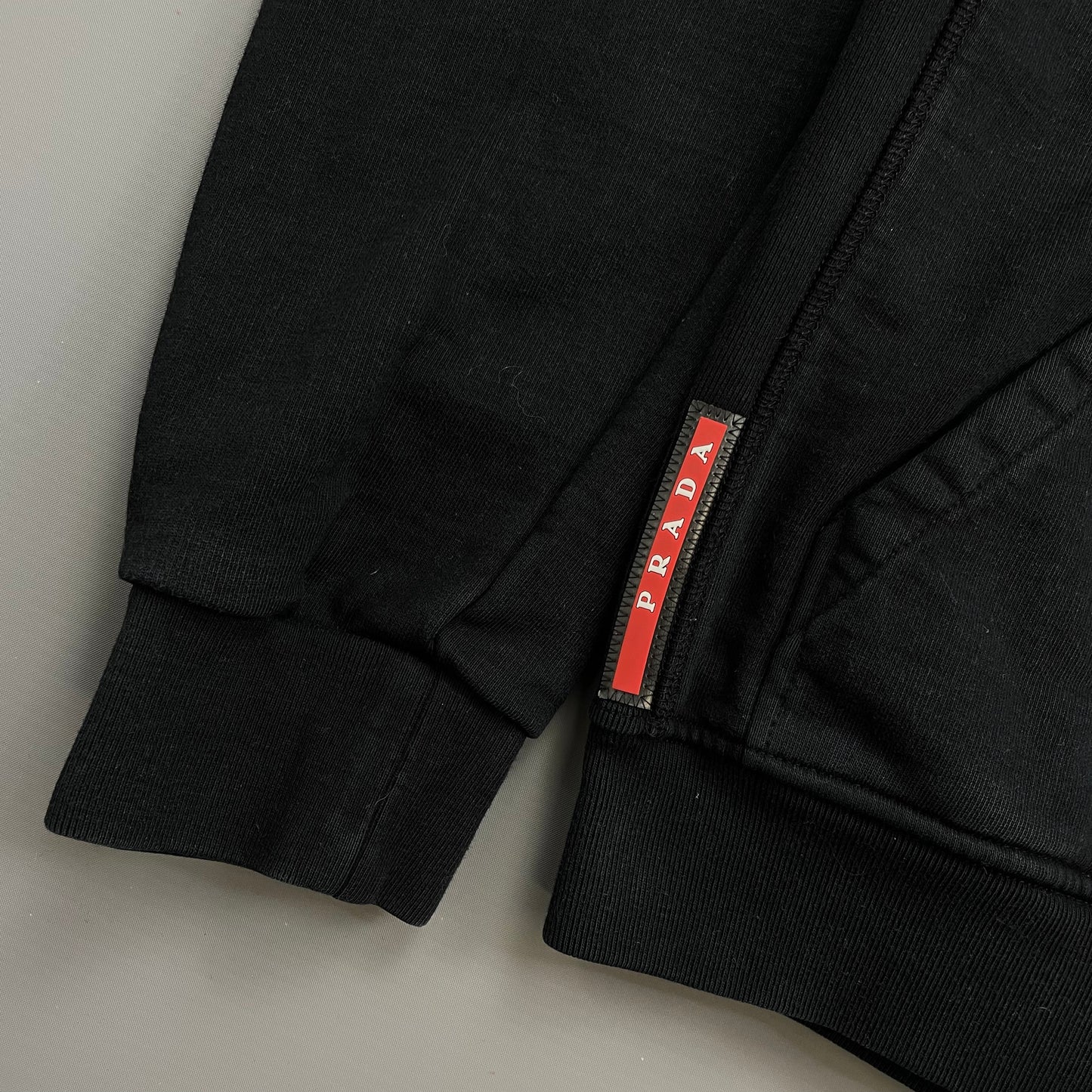 Prada Sport Black 2016 Cotton Pullover Drawstring Hoodie