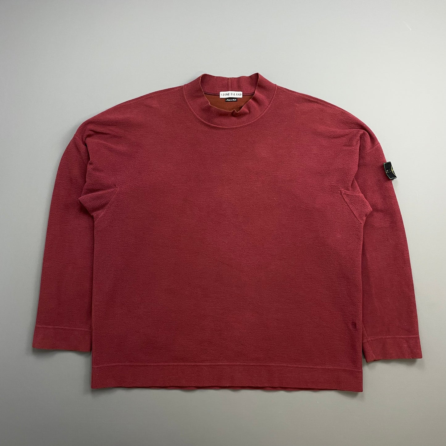 Stone Island Red AW96 Mockneck Green Edge Badge Jumper