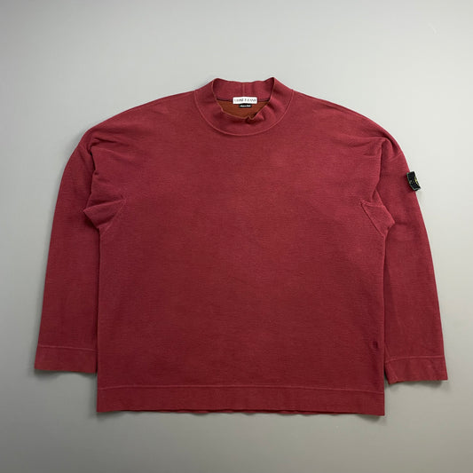 Stone Island Red AW96 Mockneck Green Edge Badge Jumper