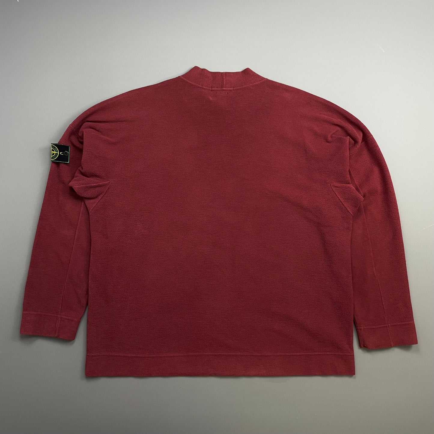 Stone Island Red AW96 Mockneck Green Edge Badge Jumper