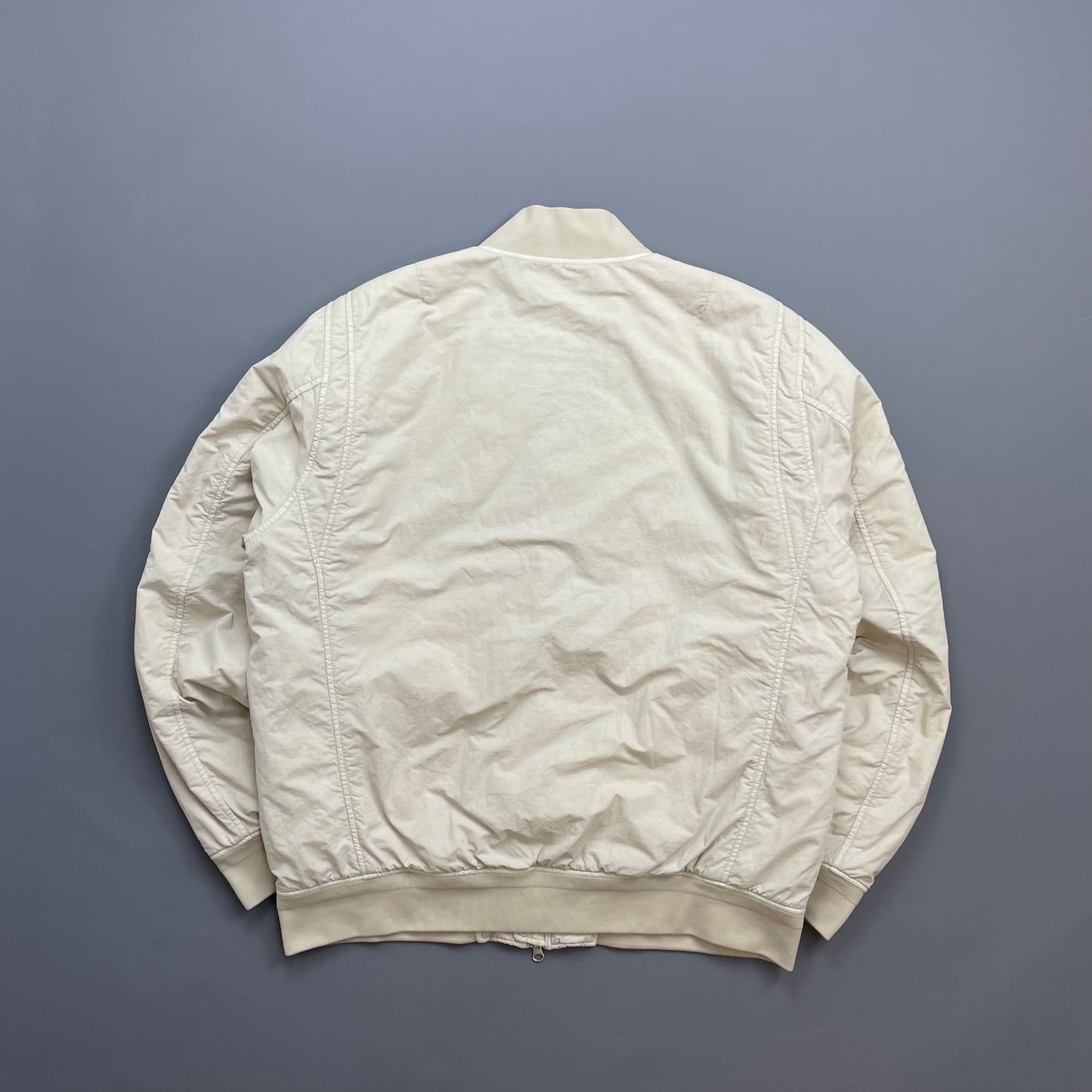 C.P. Company Cream Flatt Nylon Quilted Bomber Jacket