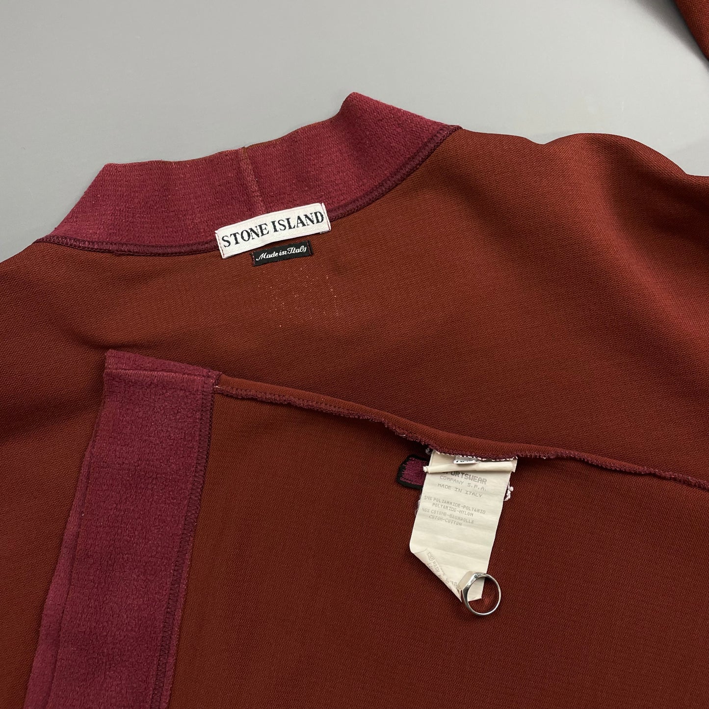 Stone Island Red AW96 Mockneck Green Edge Badge Jumper