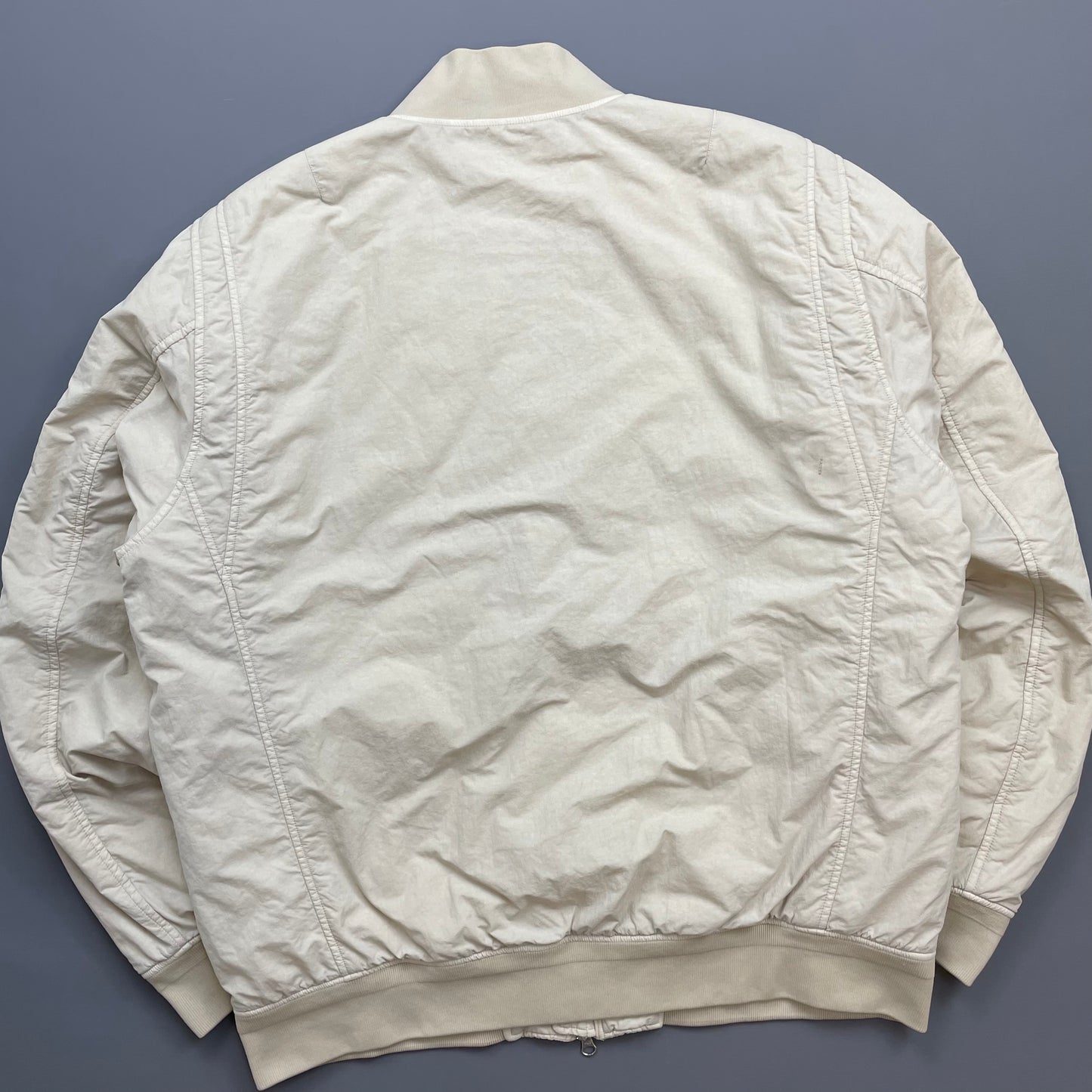 C.P. Company Cream Flatt Nylon Quilted Bomber Jacket