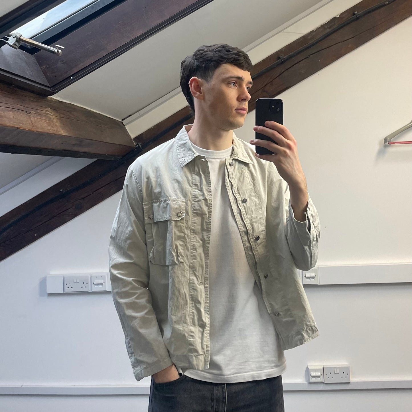 C.P. Company Cream SS05 Lightweight Zip & Button Overshirt Jacket