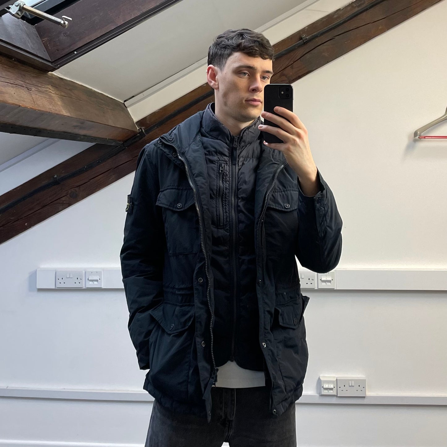 Stone Island Navy AW14 Micro Reps Concealed Hood Lined Down Field Jacket