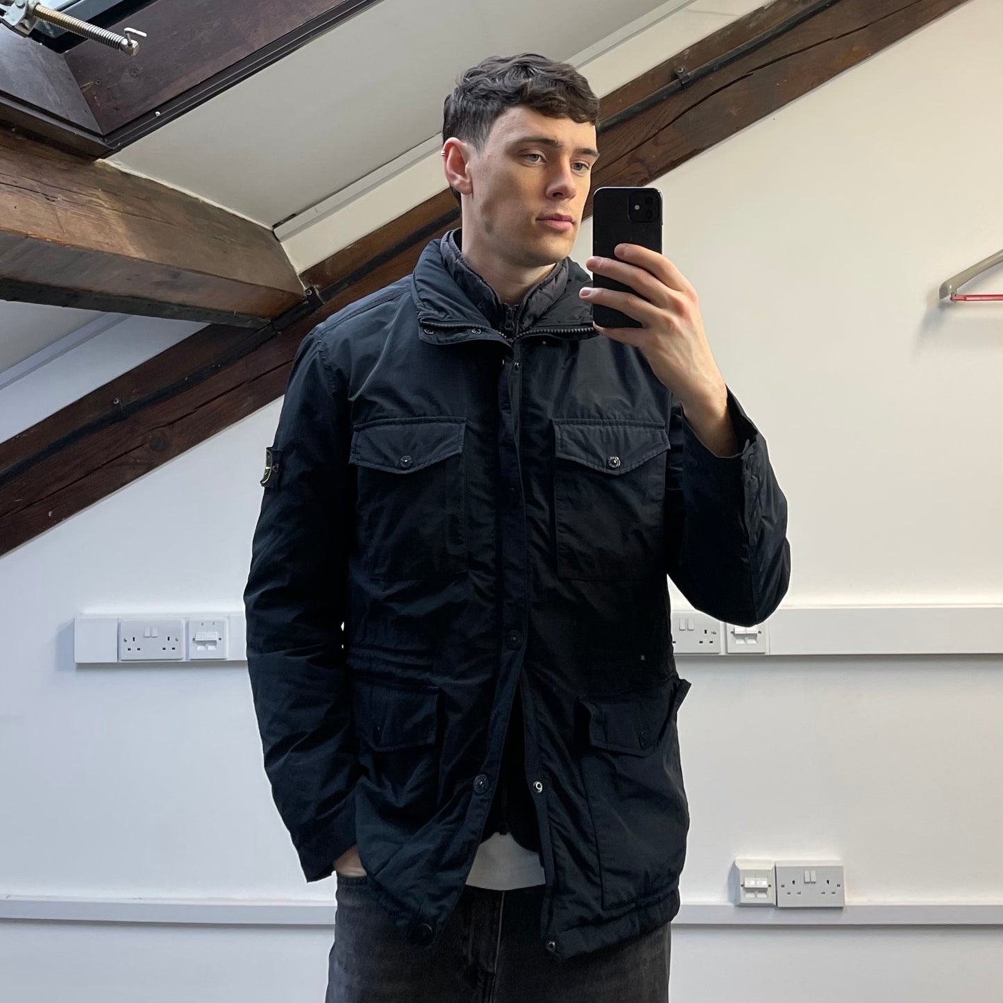 Stone Island Navy AW14 Micro Reps Concealed Hood Lined Down Field Jacket