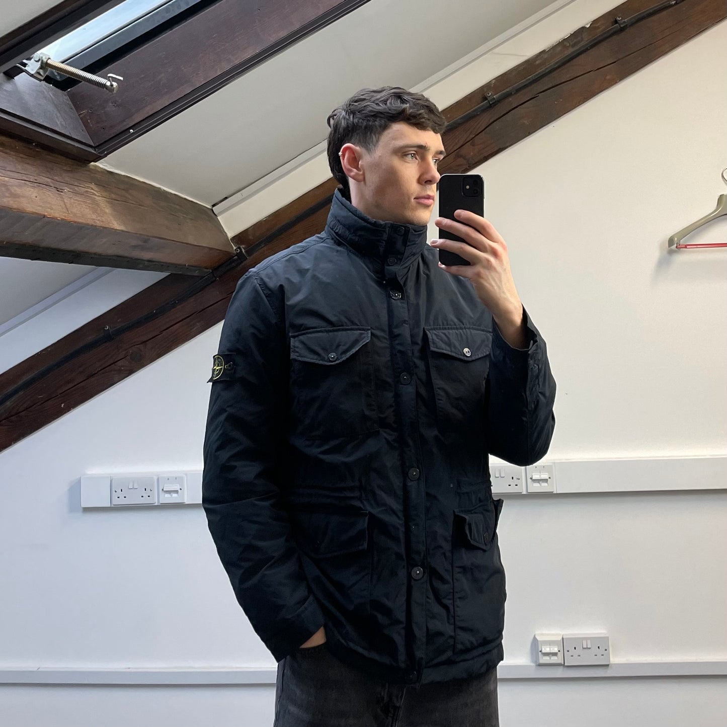 Stone Island Navy AW14 Micro Reps Concealed Hood Lined Down Field Jacket